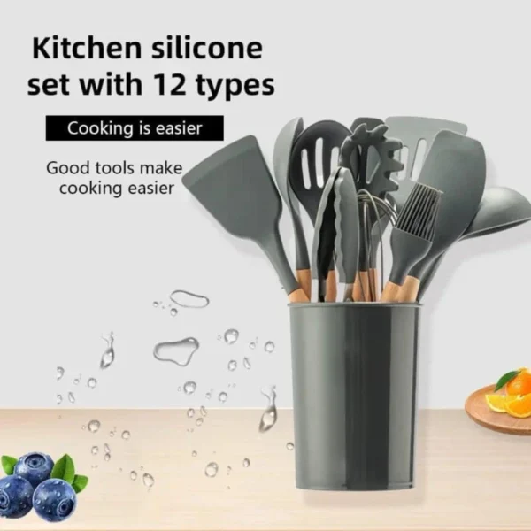 12-PCS Silicone Cooking Tools Kitchen Utensils Set, - Image 5